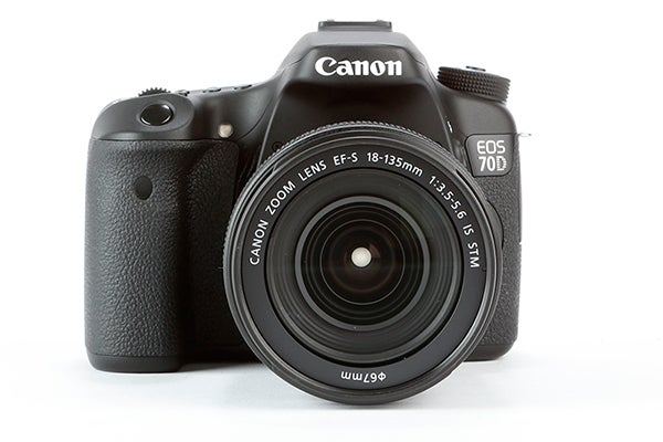 Canon EOS 70D DSLR camera with 18-135mm lens.
