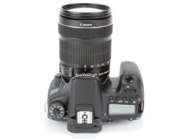 Canon EOS 70D DSLR camera with zoom lens attached.