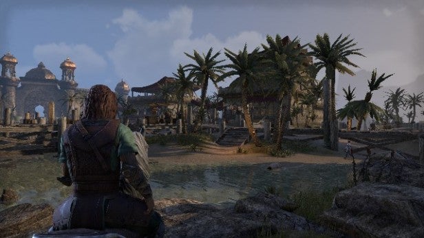 Character overlooking a serene landscape in Elder Scrolls Online.