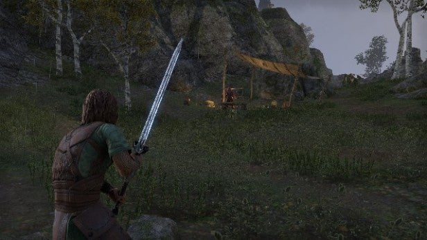 Screenshot of character holding a sword in Elder Scrolls Online.