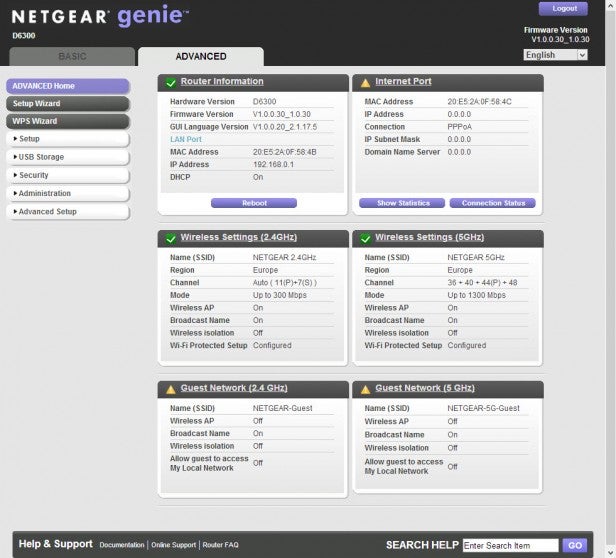 Screenshot of a router admin interface showing various settings.