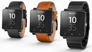 Sony SmartWatch 2 in three different strap colors.