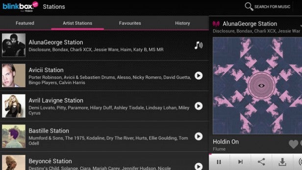 Screenshot of a music streaming software interface.