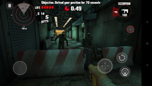 Screenshot of a mobile first-person shooter game interface.