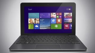 Dell Venue Pro 11 tablet with keyboard and Windows interface.