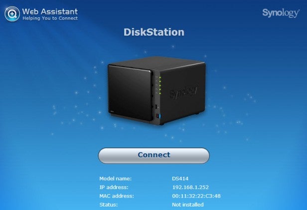 Synology DiskStation DS414 connection interface screenshot.