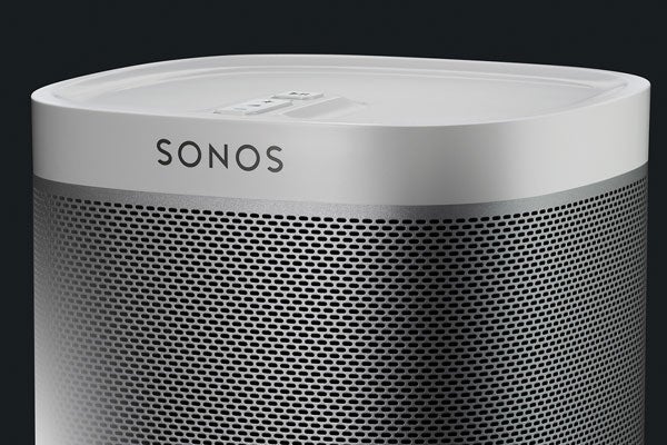 Close-up of Sonos Play:1 speaker top and grille.