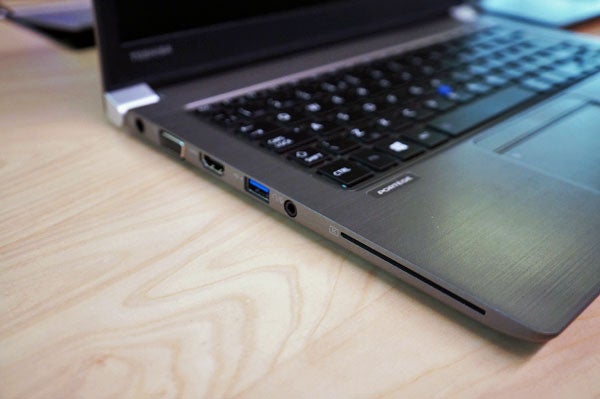 Toshiba Portege Z30 laptop showing keyboard and ports.