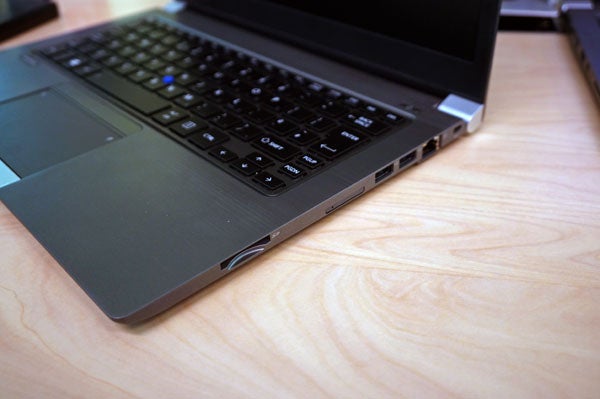 Toshiba Portege Z30 laptop on wooden surface.