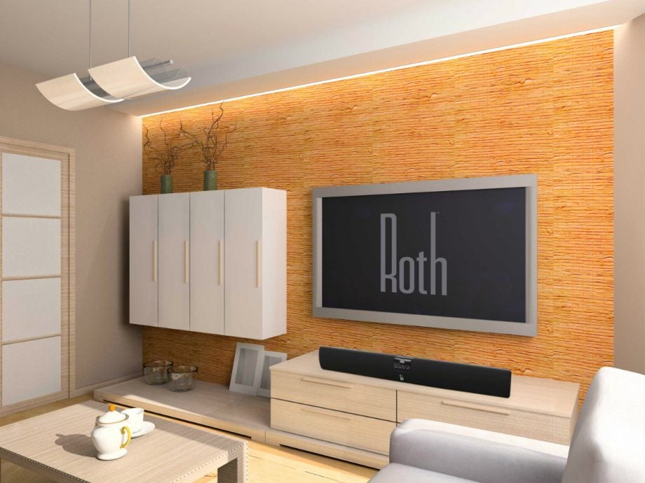 Roth Audio Sub Zero II soundbar in a modern living room setting.