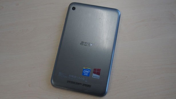 Back view of a tablet showing brand and model details.