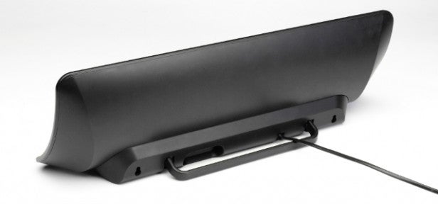 Maxell MXSP-BT3100Black modern soundbar with visible cable on white background.