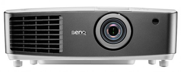BenQ W1400Front view of a BenQ projector showing lens and vents.