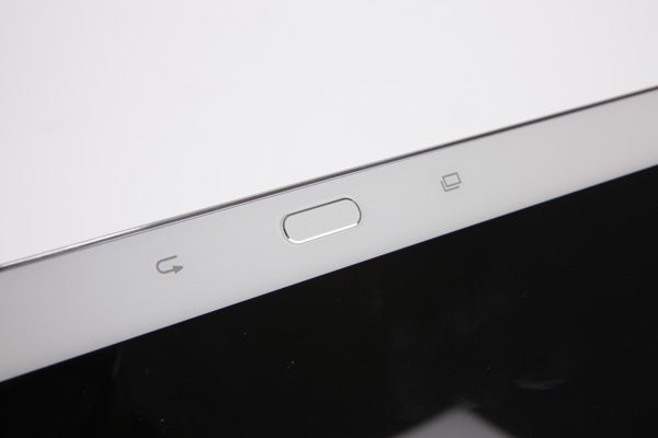 Close-up of Samsung Galaxy Tab Pro 10.1 home button and screen