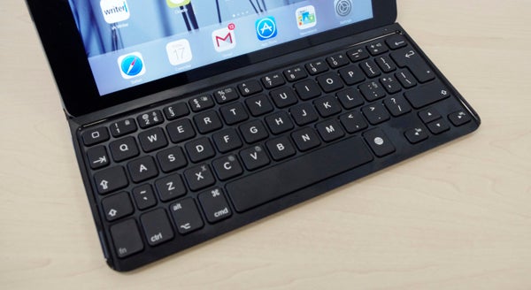 Logitech Ultrathin Keyboard Cover attached to an iPad Air.