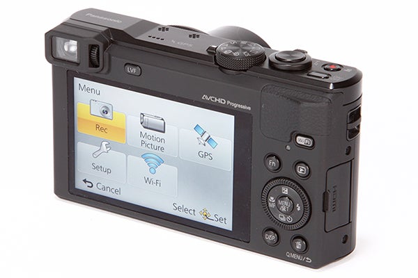 Panasonic Lumix TZ60 camera displaying menu on LCD screen.