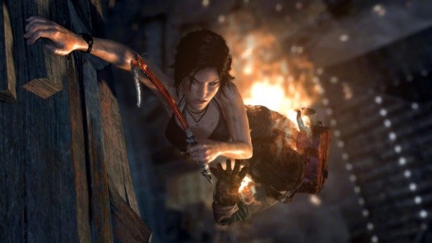 Lara Croft in action from Tomb Raider: Definitive Edition.