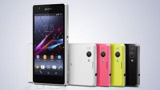 Sony Xperia Z1 Compact in various colors displayed in a row.