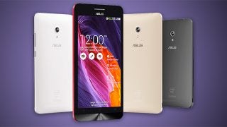 Asus Zenfone 6 in white, red, and gold colors displayed.
