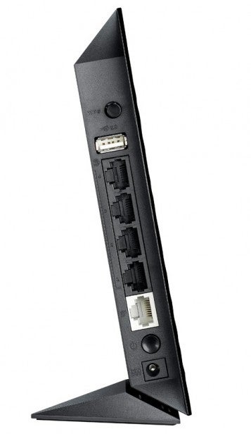 Side view of Asus RT-AC52U router showing ports.