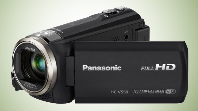 Panasonic HC-V550 Full HD camcorder with Wi-Fi feature.