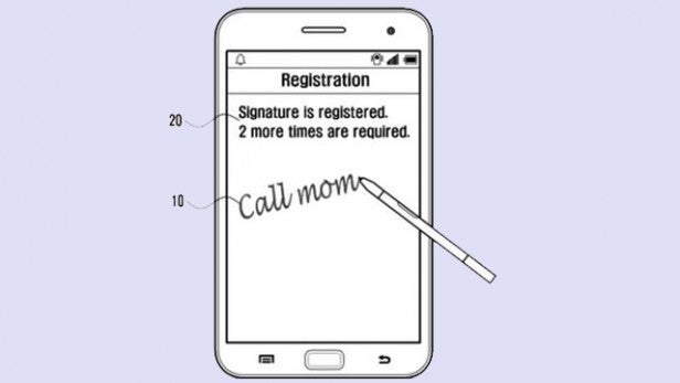 Samsung Galaxy Note 4 handwriting recognition patent