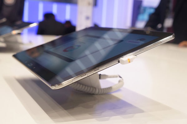 Samsung Galaxy Tab Pro 12.2 on display at an event.