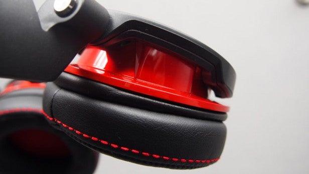 Close-up of Creative Sound Blaster EVO ZxR headphones earcup.