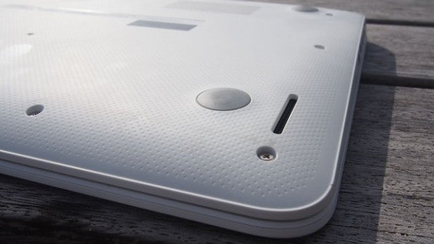 Close-up of HP Chromebook 14 exterior texture and ports