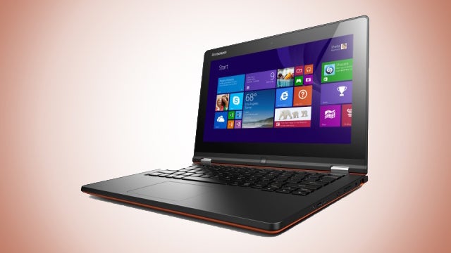 Lenovo IdeaPad Yoga 2 11 laptop with screen displaying apps.