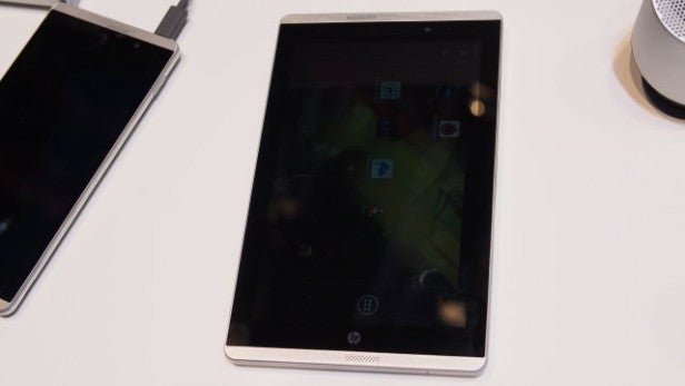 HP Slate 7 Voicetab tablet on a white surface.