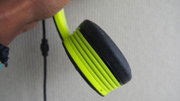 Close-up of Monster iSport Freedom headphone earpiece.