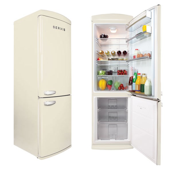 Servis C60185NF cream fridge freezer with open doors