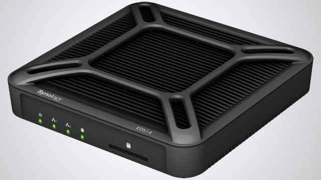 Synology EDS14 rugged network-attached storage device.