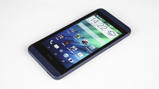 HTC smartphone on white background displaying home screen