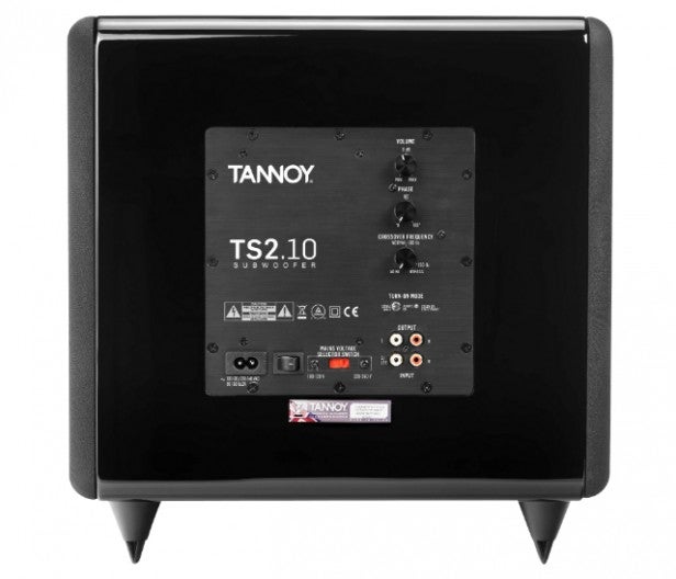 Tannoy TS2.10 subwoofer rear panel with connectivity options.