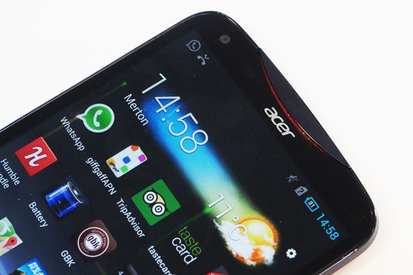 Close-up of Acer Liquid S2 smartphone display and logo.