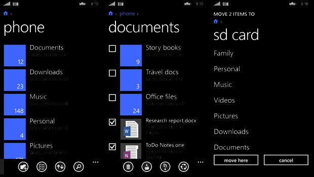 Windows Phone 8.1 file manager