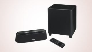 Toshiba Mini 3D Sound Bar II with subwoofer and remote.