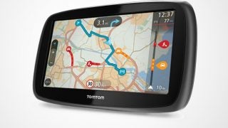 TomTom GO 60 GPS navigator displaying a map route.
