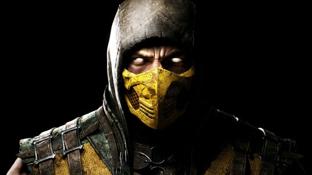 Mortal Kombat X character Scorpion with iconic mask.