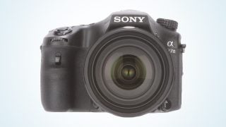 Sony Alpha A77 II DSLR camera with lens