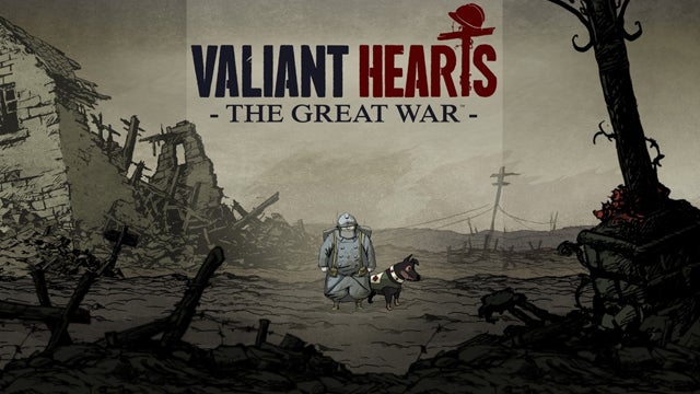 Valiant Hearts: The Great War game cover with soldier and dog.