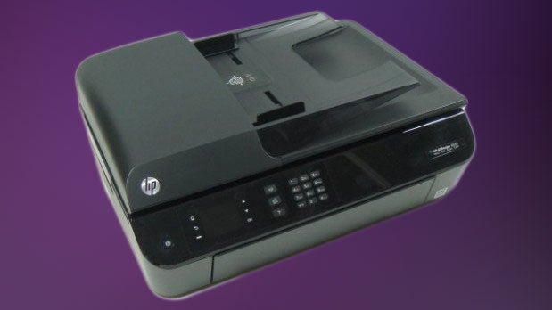 HP Officejet 4630 all-in-one printer on purple background