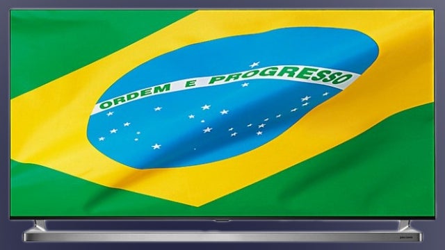 John Lewis 55JL9000 TV displaying the flag of Brazil.