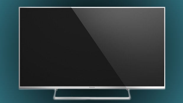 Panasonic TX-47AS740 LED TV on stand with blank screen