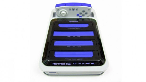 RetroN 5 gaming console with controller on white background