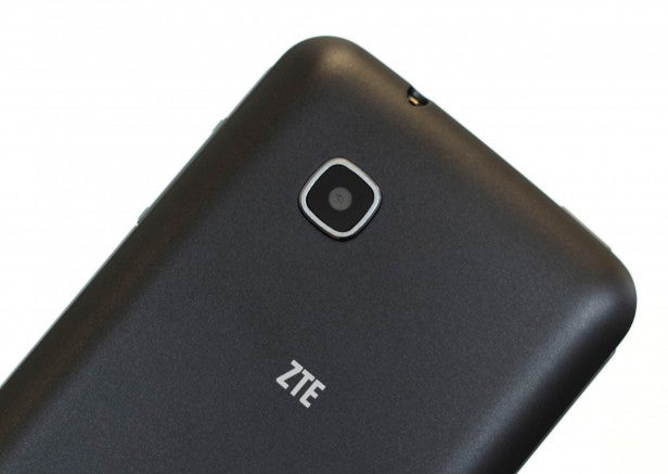 Close-up of ZTE smartphone's rear camera and logo.