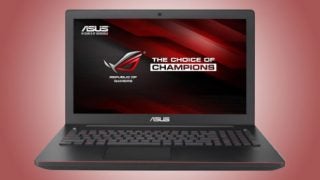 Asus G550JK gaming laptop with Republic of Gamers wallpaper