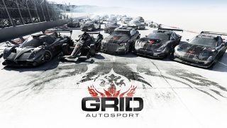 GRID Autosport game start line with various racing cars.